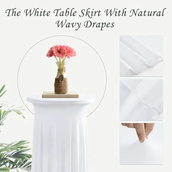 6 Pack Spandex Cocktail Table Skirts 31.5x43.3 Inches Wavy Drapes